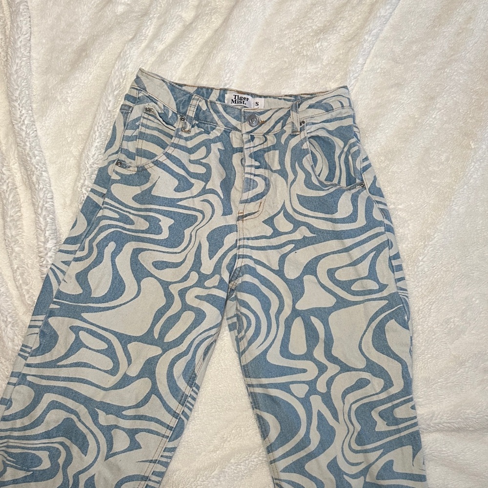 Tigermist Blue and White Patterned Jeans
